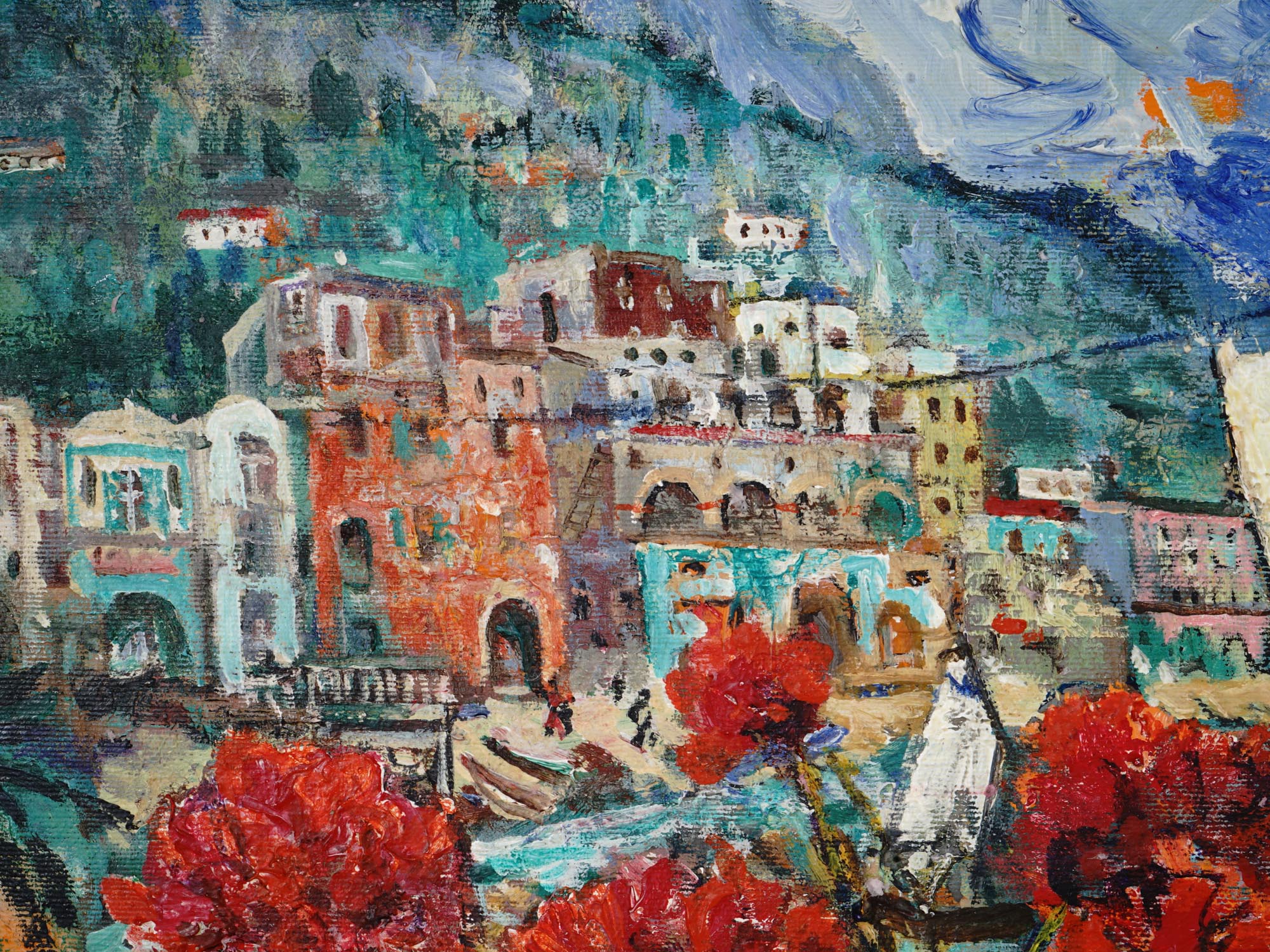 RUSSIAN OIL PAINTING ON CANVAS BY DAVID BURLIUK PIC-3